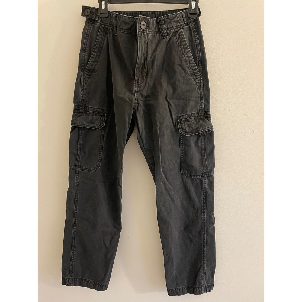 Cotton On Mens Cargo Pants 28 Black Herringbone‎ Utility Workwear Trousers 28171